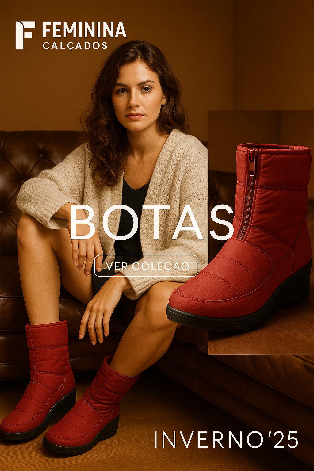 Bota Feminina de Inverno Peluciada Impermeável Jana – Feminina
