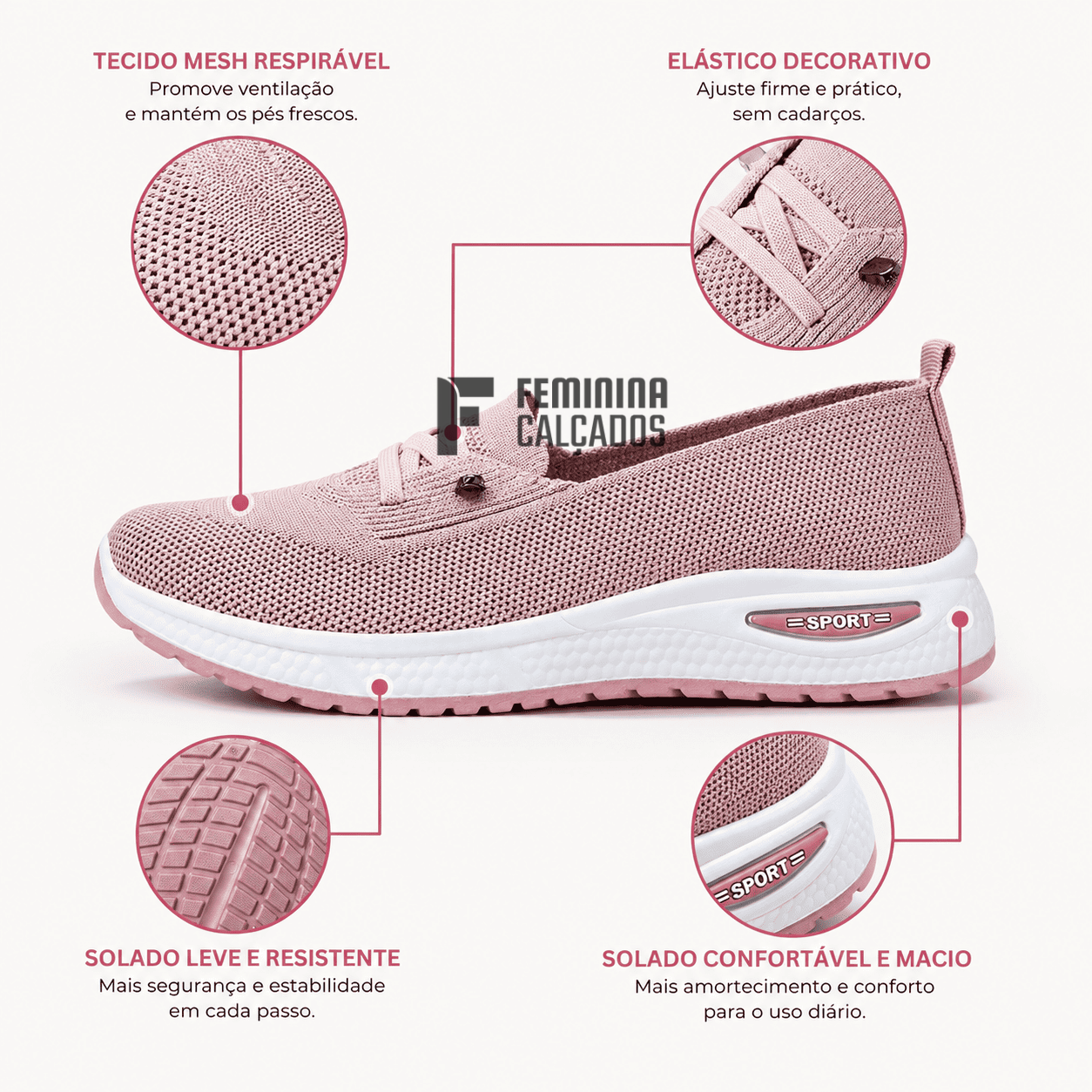 Tênis Feminino Respirável em Mesh AirFlex™ - Calce Fácil e Ultraleve