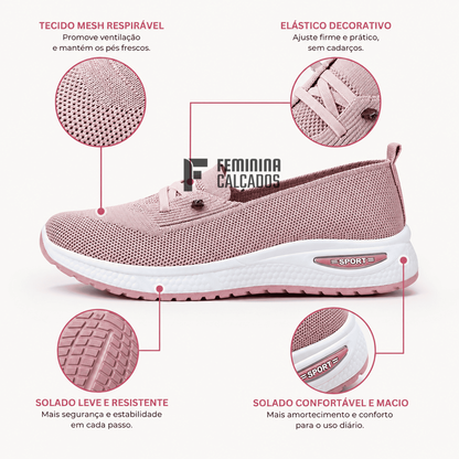 Tênis Feminino Respirável em Mesh AirFlex™ - Calce Fácil e Ultraleve