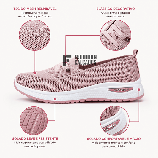 Tênis Feminino Respirável em Mesh AirFlex™ - Calce Fácil e Ultraleve