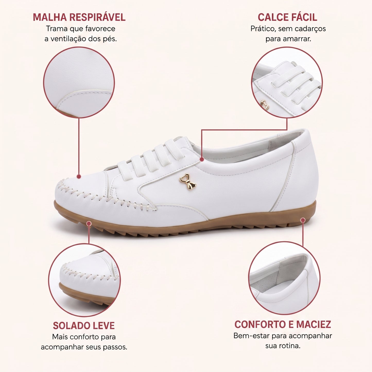 Mocatenis Feminino Confortável Calce Fácil – Bergamo