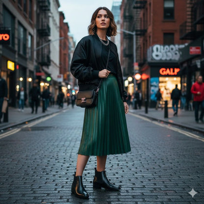 Bota Feminina Chelsea Preta em Couro Legítimo Cano Médio