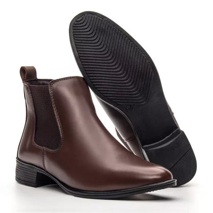 Bota Feminina Chelsea Lisa em Couro Legítimo Cano Médio