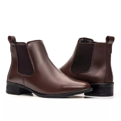 Bota Feminina Chelsea Lisa em Couro Legítimo Cano Médio