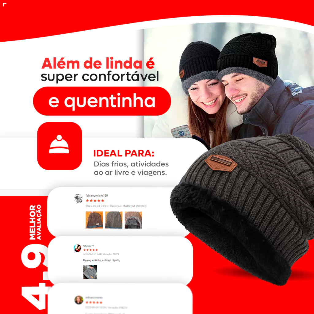 Kit Touca e Cachecol Gola Forrada de Lã