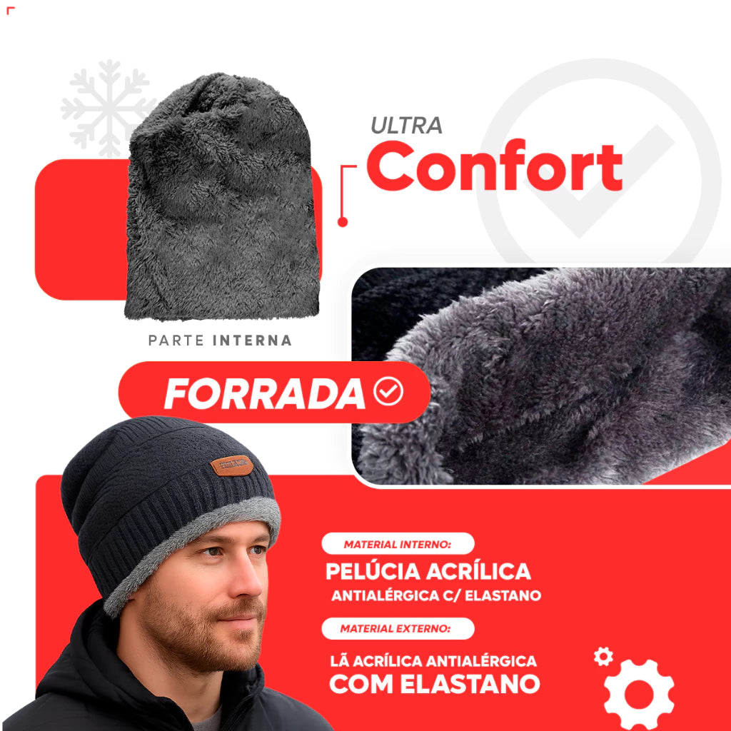 Kit Touca e Cachecol Gola Forrada de Lã
