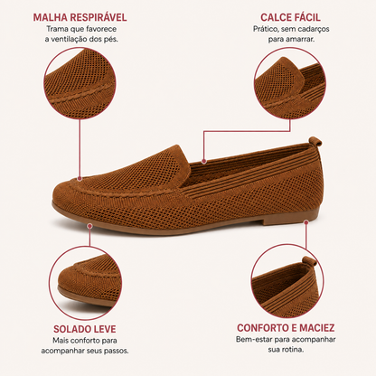 Mocassim Feminino Confortável em Malha Respirável – Siena