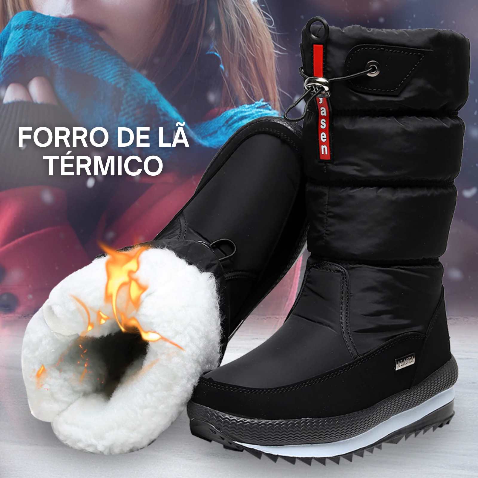 Bota Feminina de Inverno SnowPro Forrada com Lã Sintética Térmica